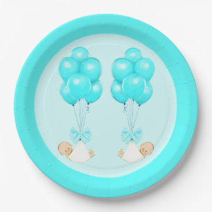 Assiettes En Carton Baby shower Twin Boys