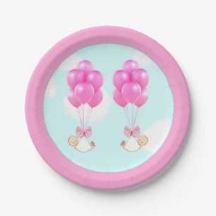 Assiettes En Carton Baby shower Twin Girls