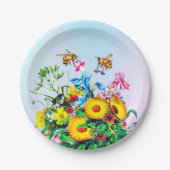 Assiettes En Carton Baby shower Twins Bees Floral Pacifier (Devant)