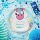 Assiettes En Carton Baby shower Unicorn Turquoise (Fête)