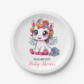 Assiettes En Carton Baby shower Unicorne mignon en jeu (Devant)