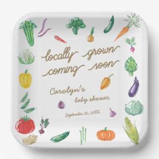 Assiettes En Carton Baby shower végétal coloré du marché agricole