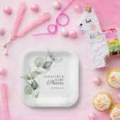 Assiettes En Carton Baby shower végétal Eucalyptus (Fête)