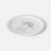 Assiettes En Carton Baby shower vert Boho Muted Rainbow Sage (Angle)