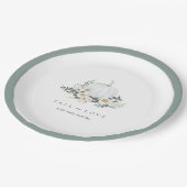 Assiettes En Carton Baby shower vert Citrouille d'automne blanc (Angle)