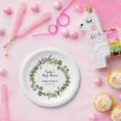 Assiettes En Carton Baby shower vert de l'Eucalyptus des bois (Fête)