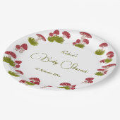 Assiettes En Carton Baby shower vert du jardin Fly Mushroom Goblincore (Angle)