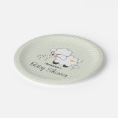 Assiettes En Carton Baby shower vert En vichy agneau (Angle)