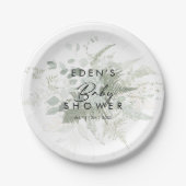 Assiettes En Carton Baby shower vert et or moderne (Devant)