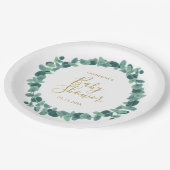 Assiettes En Carton Baby shower vert Eucalyptus (Angle)