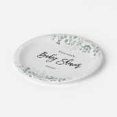 Assiettes En Carton Baby shower vert Eucalyptus (Angle)