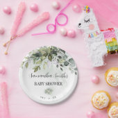 Assiettes En Carton Baby shower vert Eucalyptus rond (Fête)