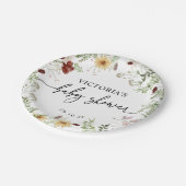 Assiettes En Carton Baby shower vert minimal Fleur sauvage Boho (Angle)