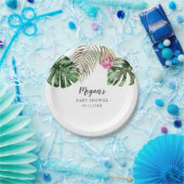 Assiettes En Carton Baby shower vert tropical moderne (Fête)