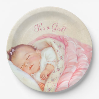 Assiettes En Carton Baby shower vintage pour fille