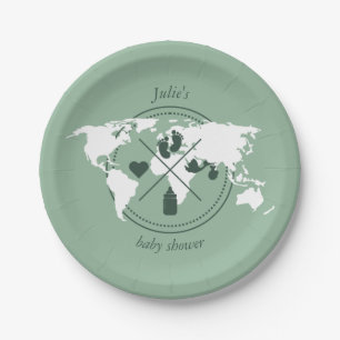 Assiettes En Carton Baby shower Voyage Thème Passeport World Map Papie