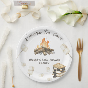 Assiettes En Carton Baby shower Watercolor S'more