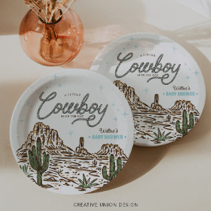 Assiettes En Carton Baby shower Western Cowboy Boy