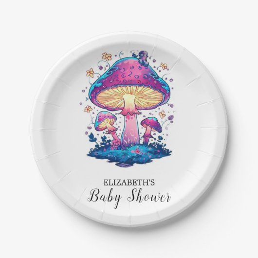 Assiettes En Carton Baby shower Whimsical Magic Mushroom (Devant)