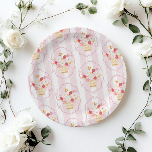 Assiettes En Carton Baby shower Whimsical rose du marché agricole