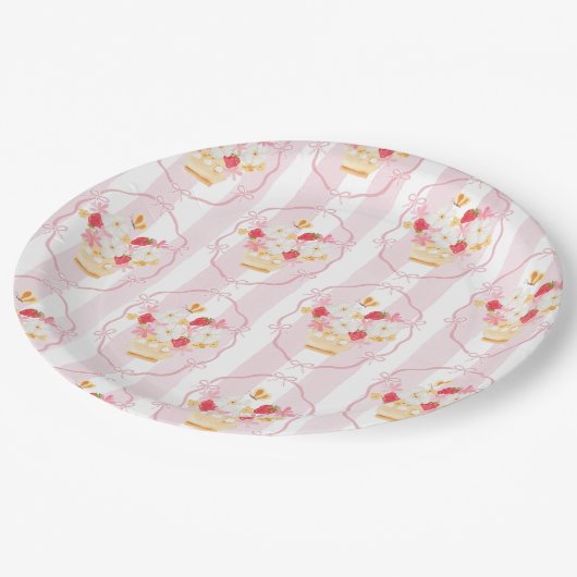 Assiettes En Carton Baby shower Whimsical rose du marché agricole (Angle)