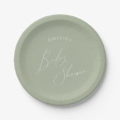 Assiettes En Carton Baby shower Whimsical Sage Green (Devant)