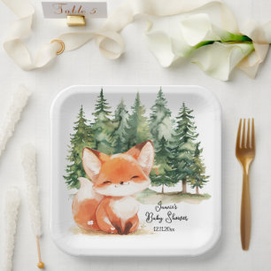 Assiettes En Carton Baby shower Whimsical Woodland Fox