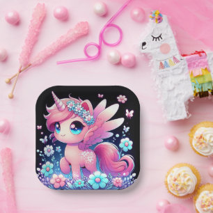 Assiettes En Carton Baby shower Whimsy Unicorn