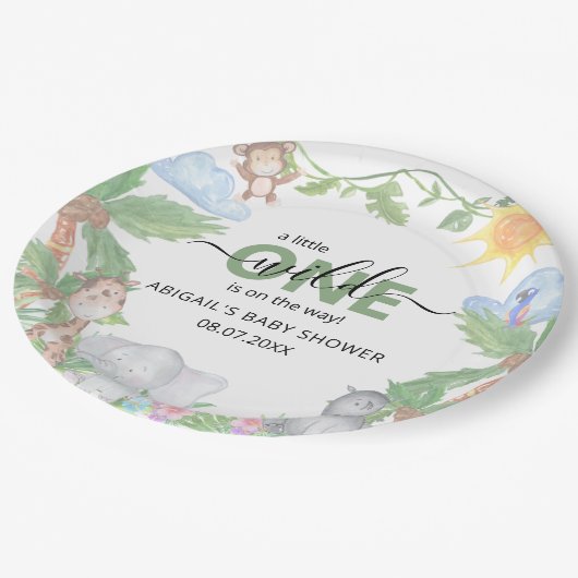 Assiettes En Carton Baby shower Wild One Safari serviettes (Angle)