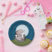 Assiettes En Carton Baby Wolf hurle à une lune (Fête)