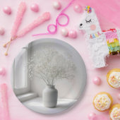 Assiettes En Carton Baby's Breath Bouquet In White Vase (Fête)