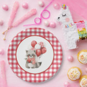 Assiettes En Carton Baby's Cherry First Red Gingham Birthday (Fête)