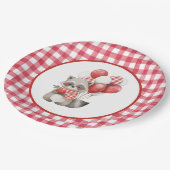 Assiettes En Carton Baby's Cherry First Red Gingham Birthday (Angle)