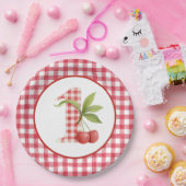 Assiettes En Carton Baby's Cherry First Red Gingham Birthday (Fête)