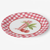Assiettes En Carton Baby's Cherry First Red Gingham Birthday (Angle)
