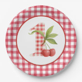 Assiettes En Carton Baby's Cherry First Red Gingham Birthday (Devant)