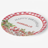 Assiettes En Carton Baby's Cherry First Red Gingham Birthday (Angle)