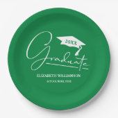 Assiettes En Carton Bac blanc de graduation de script vert (Devant)