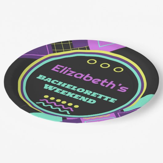 Assiettes En Carton Bach To The 90s Retro Bachelorette (Angle)