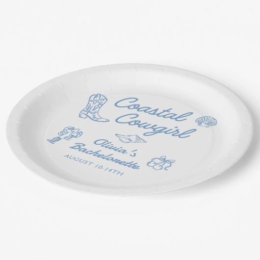 Assiettes En Carton Bachelorette de la côte bleue (Angle)