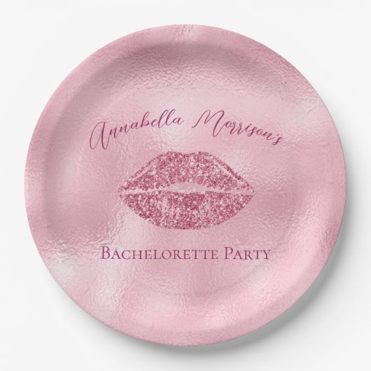 Assiettes En Carton Bachelorette de Parties scintillant rose glamour (Devant)