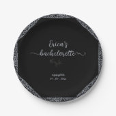 Assiettes En Carton Bachelorette gothique florale noire et argent (Devant)