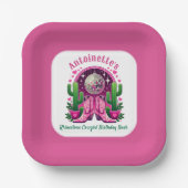 Assiettes En Carton Bachelorette Neon Pink Cowgirl Boots & Disco Ball (Recto)