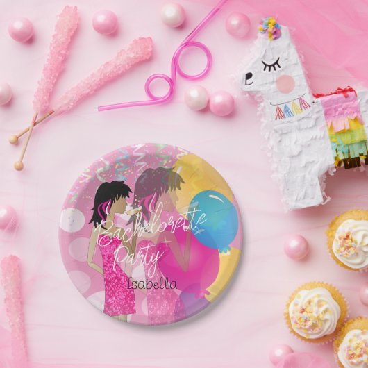 Assiettes En Carton Bachelorette Party - Fille de fête rose (Fête)