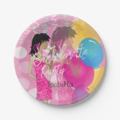 Assiettes En Carton Bachelorette Party - Fille de fête rose (Devant)