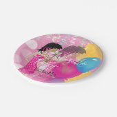 Assiettes En Carton Bachelorette Party - Fille de fête rose (Angle)