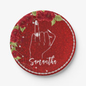 Assiettes En Carton Bachelorette rose | Fête nuptiale (Devant)