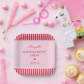 Assiettes En Carton Bachelorte moderne Retro Rose & Rouge (Fête)