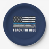 Assiettes En Carton Back the Blue Thin line USA Flag MAGA WWG1WA (Devant)