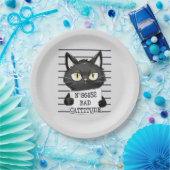 Assiettes En Carton Bad Cattitude - Mugshot de chat noir (Fête)
